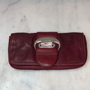 Michael Kors Clutch Bag Purse Leather Vintage Y2K Maroon Cranberry Buckle Bag